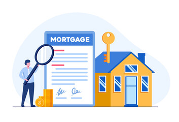 Real estate mortgage agreement, home developer, property concept, flat illustration vector