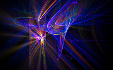 digital illustration abstract image generated fractal background image wallpaper pattern of various geometric shapes and lines of various colors for computer graphics or web design