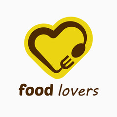 food lovers logo design template. restaurant or cafe logo. spoon and fork illustration vector