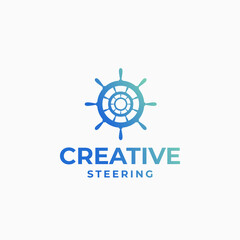 Fototapeta premium Creative steering logo, wheel logo, marine design, boat logo, yacht design, direction logo concept