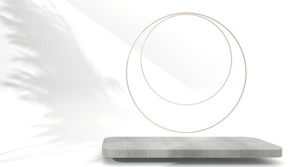 Minimalist abstract geometric concrete display scene for product presentation on the white background, 3d rendering, 3d illustration