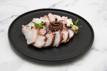 Korean food which is called mun-eo sughoe, Parboiled and Sliced Octopus