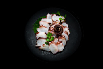 Korean food which is called mun-eo sughoe, Parboiled and Sliced Octopus