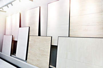 Ceramic tile collection in store