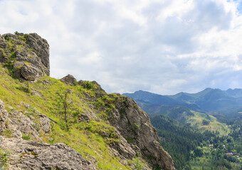 Obraz premium Mountain landscape in summer. View from Nosal in Bieszczady National Park, Poland