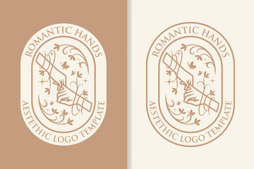 romantic hand aesthetic logo design