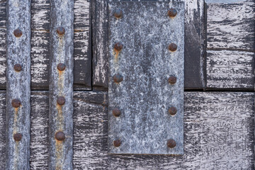 Timber wood light and old metal panels background
