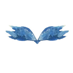 Vector hand drawn watercolor wings isolated on white