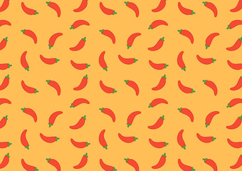 Chili pattern wallpaper. Chili cartoon vector.