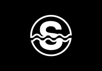 Initial S monogram alphabet in a circle with water waves. Water wave logo design. Logo for the ocean, sea-related business, and company identity
