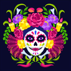 Day of the Dead greeting card. Dia de los muertos. Mexican celebration.