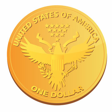 American money, gold dollar with the image of an eagle