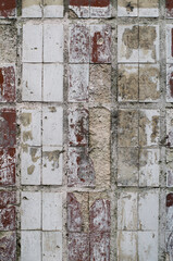 Vintage ceramic tiles. Old peeling paint. Ceramic surface.
