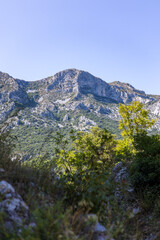 Vue sur le Massif de la Séranne depuis les gorges de Buèges (Occitanie, France)