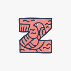 Z letter logo with a bird in the Nordic folk art style in the background.