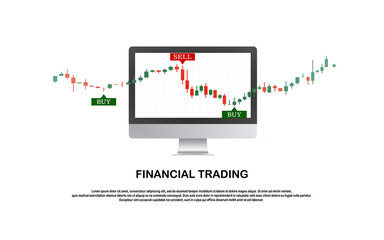 Forex stock trade with computer, notebook vector