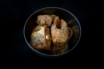 Korean Braised semi-dried pollock side dish which is called Kodari Jorim
