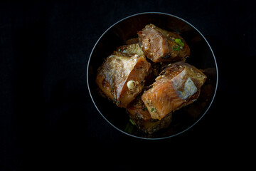 Korean Braised semi-dried pollock side dish which is called Kodari Jorim