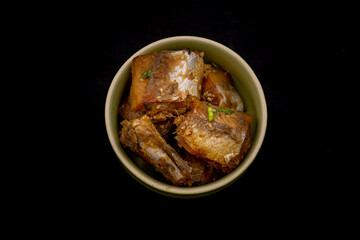 Korean Braised semi-dried pollock side dish which is called Kodari Jorim