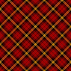 Seamless red black and gold tartan plaid background pattern