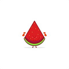 Watermelon cute character illustration smile happy mascot logo kids play toys template