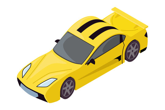 Isolated 3d Yellow Race Car Icon