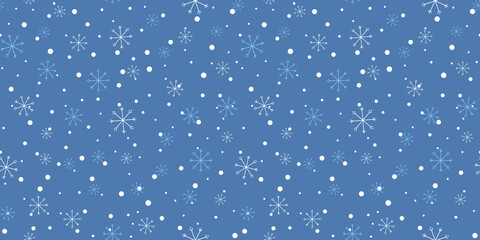 Snowflakes seamless pattern. Christmas background vector illustration. For wrapping paper, design, postcard, fabric, baby clothes, baby room. Christmas and New Year concept.