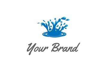 Blue Water Paint Milk Liquid Oil Splash Wave Logo Design Vector