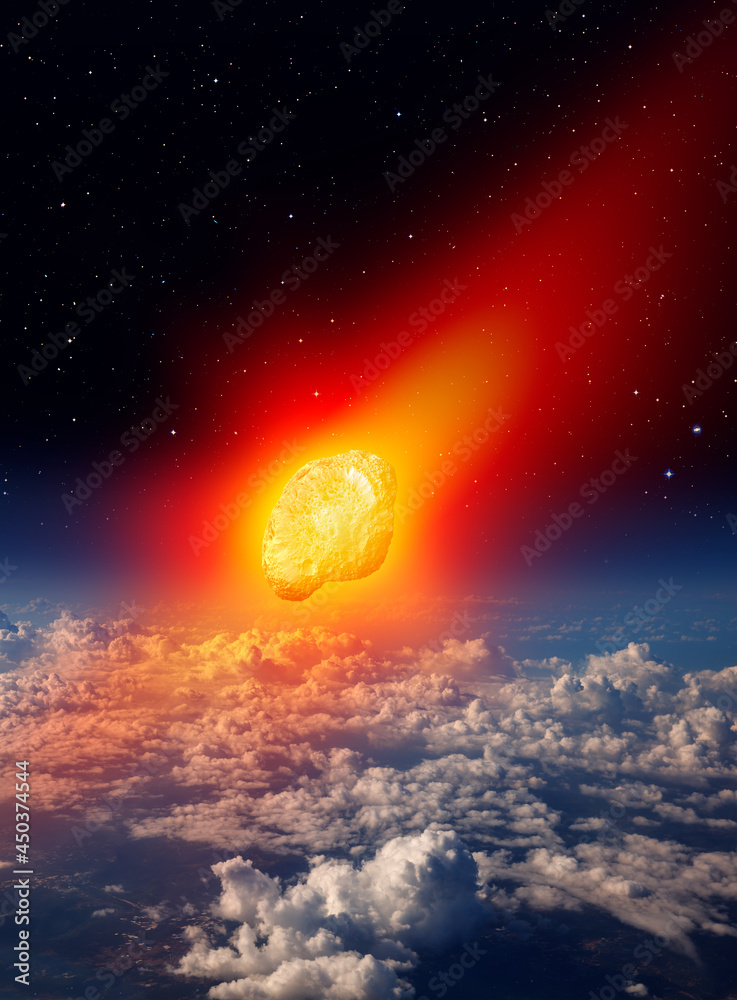 Aufkleber attack of the asteroid on the earth 
