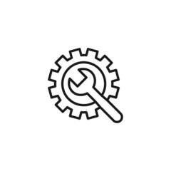 Line icon of wrench and gear