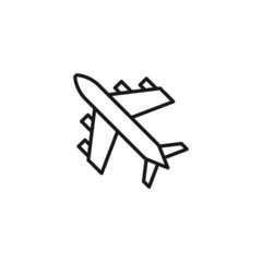 Line icon of airplane flying and leaving contrails