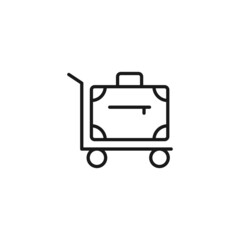Line icon of luggage on special cart in airport