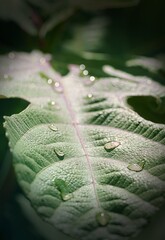 Green Leaf Rain Drops Closeup Summer Light