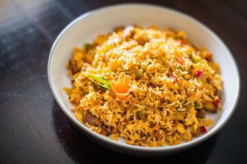 Asian rice with vegetables and chicken