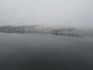 Fototapeta premium Winter Forst Foggy Drone Shots