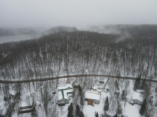 Winter Forst Foggy Drone Shots