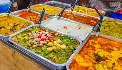 Various offers of Thai food Bangrak market Koh Samui Thailand.