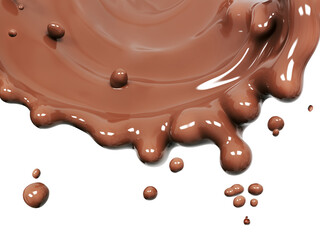 Chocolate splash, food and drink illustration, abstract background, 3d rendering
