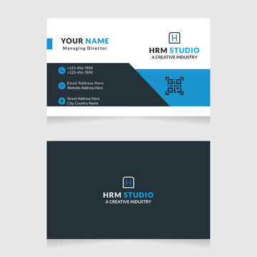 Modern Business Card Print Templates.Personal Visiting Card With Company Logo. Business Card Design Vector Illustration Stationery. Double Sided Business Card Flat.  