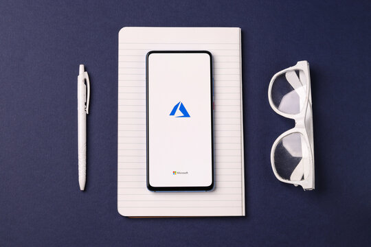 Assam, india - November 15, 2020 : Microsoft Azure logo on phone screen stock image.