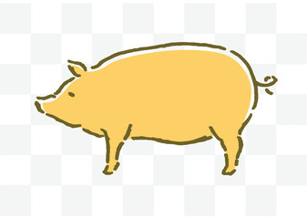 真横から見た豚のベクターイラスト