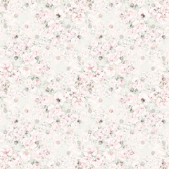  Abstract seamless print of drawn bouquets of roses. Light background. Beautiful pattern for your festive design and wallpaper. 
