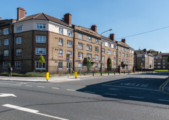 apartment blocks at the cross roads near Dublin city center.