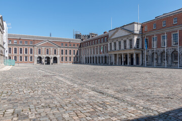 Fototapeta premium Inner court of Dublin Castle in summer 2021 with no people.