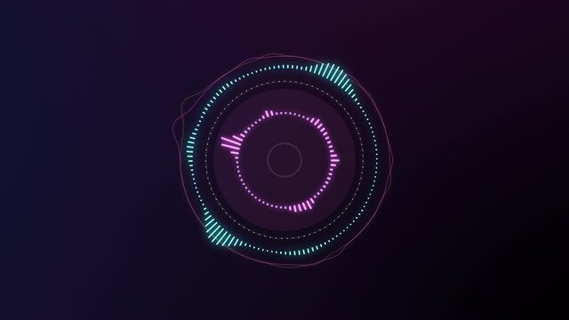 Audio waveform equalizer on dark background loop animation. Music or sound levels. abstract motion live wallpaper. gradient spectrum bar graph. Glowing And Pulsing seamless stock 4k footage. 