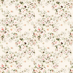  Abstract seamless print of drawn bouquets of roses. Light background. Beautiful pattern for your festive design and wallpaper. 