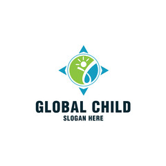 Global child logo template on modern style