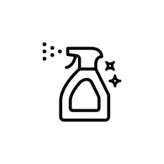 Obraz premium Anti bacterial alcohol icon vector line, Disinfectant bottle vector in simple outline concept. Household Chemicals icon. 