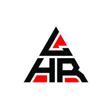 LHR triangle letter logo design with triangle shape. LHR triangle logo design monogram. LHR triangle vector logo template with red color. LHR triangular logo Simple, Elegant, and Luxurious Logo. LHR 