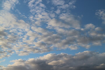 cumulus clouds in the evening at sunset